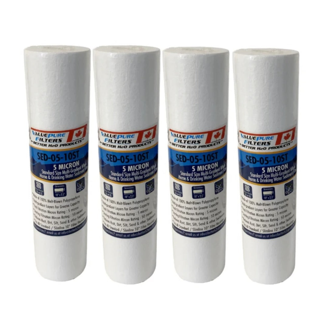10 inch | 5 Micron | Multi-Gradient Sediment Filters | 10" x 2.5" Slim Line Filter Cartridges | Fits All Standard RO Units | Case of 24