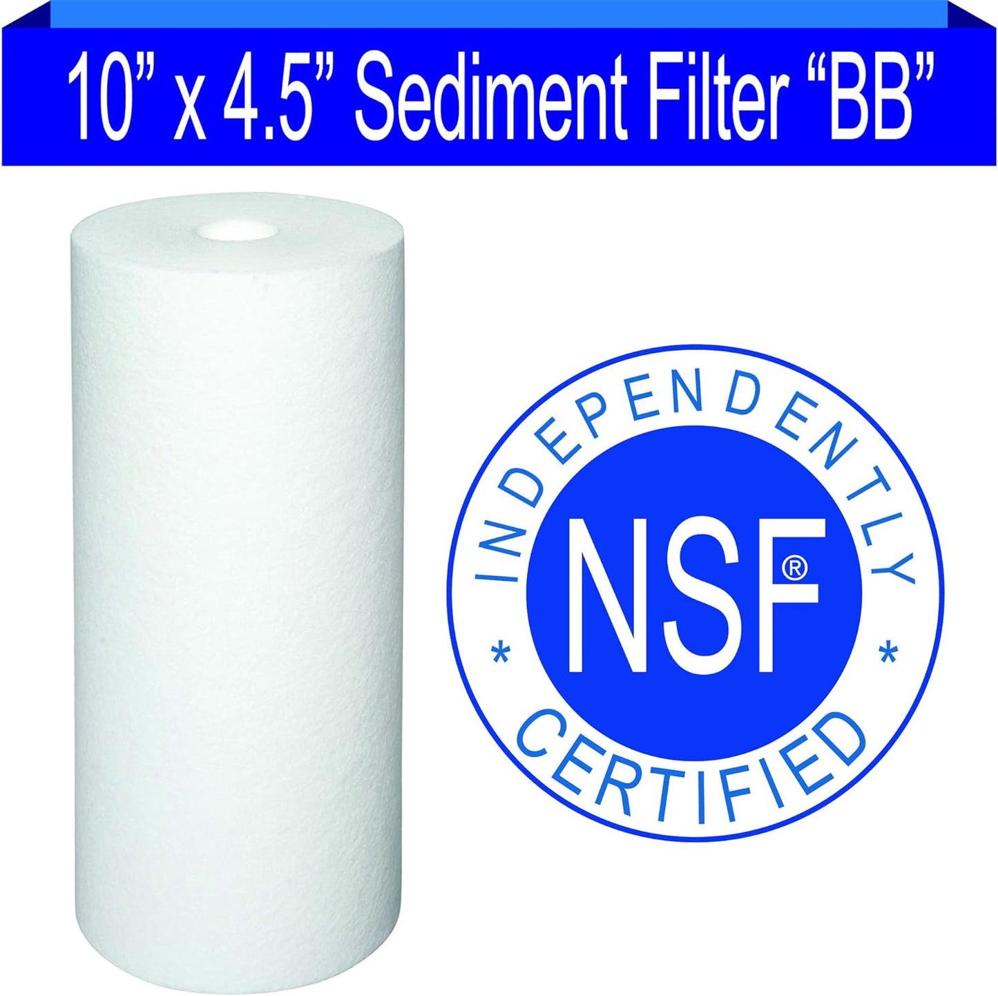 10 inch 5 Micron Multi-Gradient Sediment Filter | 10" x 4.5" Sediment Water Filter Replacement Cartridge | 2-Pack