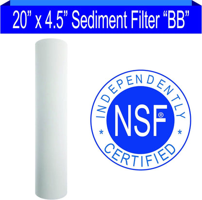 20 inch 5 Micron Multi-Gradient Sediment Filter | 20" x 4.5" Sediment Water Filter Replacement Cartridge | 2-Pack