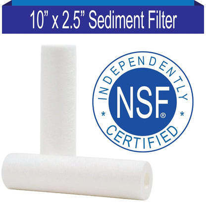 10 inch 5 Micron Sediment Water Filter Replacement Cartridge | Whole House Sediment Filtration | Fits All Standard RO Units 4-Pack