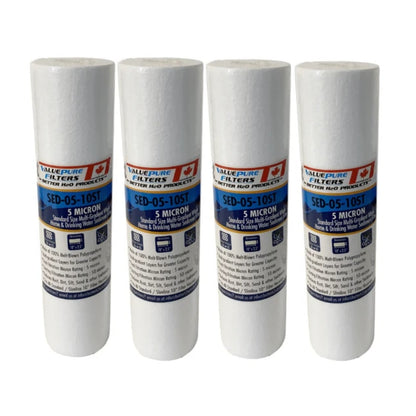 10 inch | 5 Micron | Multi-Gradient Sediment Filters | 10" x 2.5" Slim Line Filter Cartridges | Fits All Standard RO Units | Case of 24