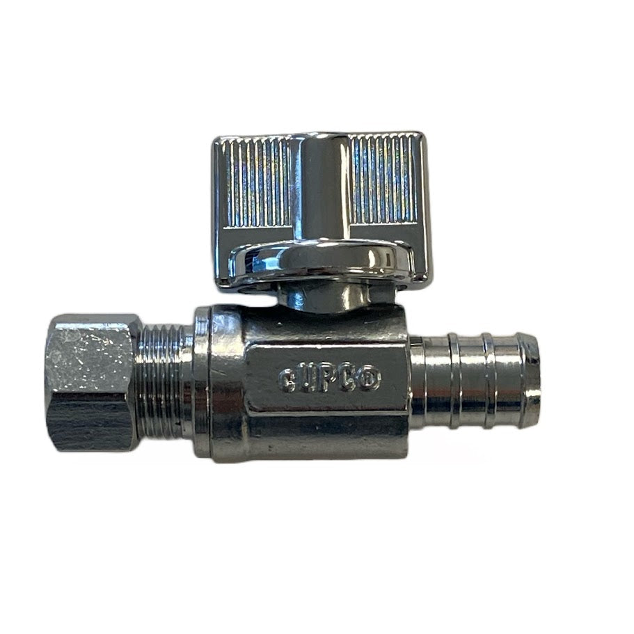 Better H2O Products Inc. Solid Brass Straight Shut Off Valve, 1/4 Turn Lever, 1/2-inch PEX x 3/8-inch PEX